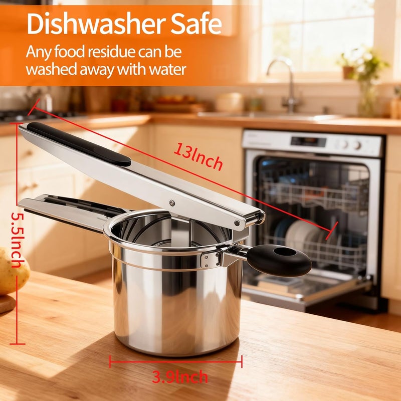 BAPOTH Potato Ricer, Ricer For Mashed Potatoes, 15 OZ Heavy Duty Stainless Steel Potato Masher Make Fluffy Mashed Potatoes, Fixed Disc Potato Masher Without Messy, Dishwasher Safety for Baby Food - Image 5